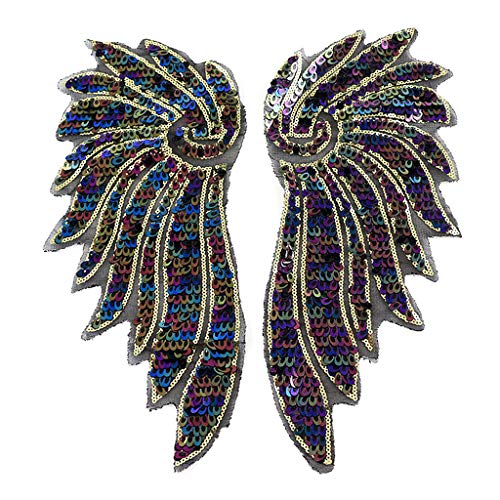 Bling Wing Patches mehrfarbig für Kinder zum Aufnähen auf Kleidung, Haarspangen, Kopfbedeckung, Kuchendekoration, 2 Stück von Pitadue