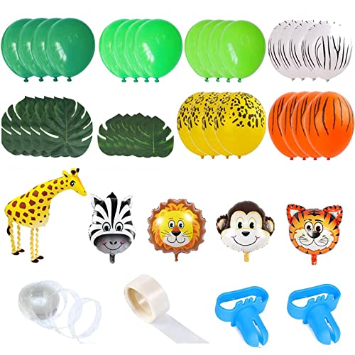 Dschungel-Mottoparty-Ballon, 151 Stück, mit Tierballons und Palmblättern, für Kinder, Jungen, Geburt von Pitadue