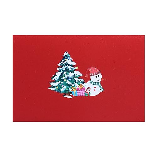 Faltbare Grußkarte mit Weihnachtsbaum, Schneemann, tragbar, zum Ausdruck von Liebe und festlichem Segen von Pitadue