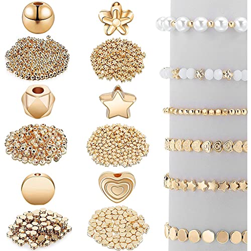 Goldene Zwischenperlen, falsche Perlen zur Schmuckherstellung, flach, rund, für Perlen, elastische Schnur zur Herstellung Goldene Zwischenperlen, falsche Perlen zur Schmuckherstellung, flach, rund, für Perlen, elastische Schnur zur Herstellung von Pitadue