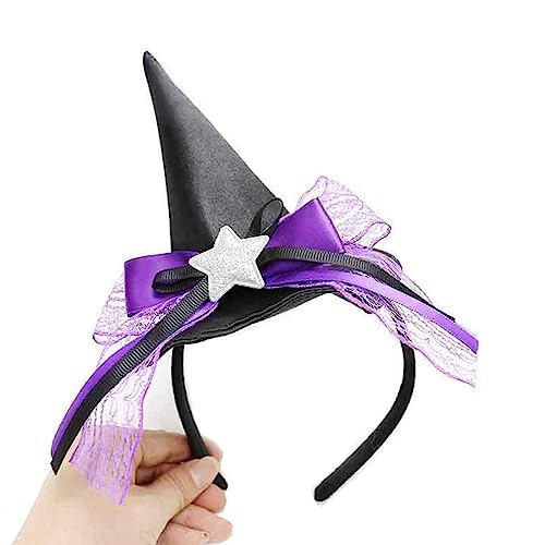 Hexenhut-Stirnband für Kinder, Halloween-Themenpartys, dunkler Hexenhut, Stirnband mit Spitze, Party-Kostüm Hexenhut-Stirnband für Kinder, Halloween-Themenpartys, dunkler Hexenhut, Stirnband mit Spitze, Party-Kostüm von Pitadue