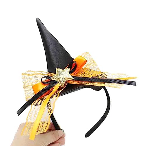 Hexenhut-Stirnband für Kinder, Halloween-Themenpartys, dunkler Hexenhut, Stirnband mit Spitze, Party-Kostüm von Pitadue
