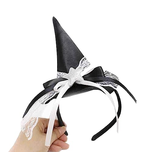 Hexenhut-Stirnband für Kinder, Halloween-Themenpartys, dunkler Hexenhut, Stirnband mit Spitze, Party-Kostüm von Pitadue
