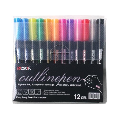 Konturenstifte, 12 Stück, metallische Konturen-Marker für Geschenke, Kartenschreiben, doppelte Linien-Konturenstifte zum Schreiben von Karten Konturenstifte, 12 Stück, metallische Konturen-Marker für Geschenke, Kartenschreiben, doppelte Linien-Konturenstifte zum Schreiben von Karten von Pitadue