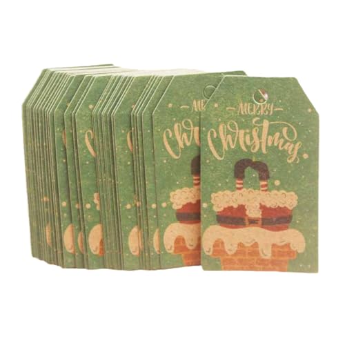 Pitadue 100 Stück Weihnachtsanhänger Druck Hängende Etiketten Neujahr Kraftpapier Tags Party Karte Dekoration Zum Backen von Pitadue