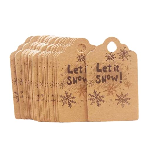 Pitadue 100 Stück Weihnachtsanhänger Druck Hängende Etiketten Neujahr Kraftpapier Tags Party Karte Dekoration Zum Backen von Pitadue