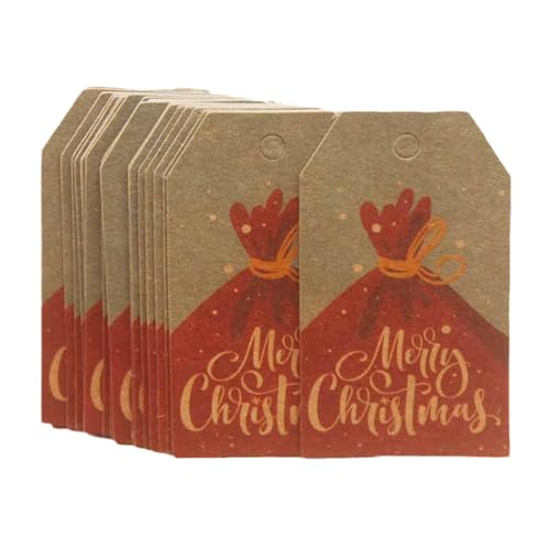 Pitadue 100 Stück Weihnachtsanhänger Druck Hängende Etiketten Neujahr Kraftpapier Tags Party Karte Dekoration Zum Backen von Pitadue