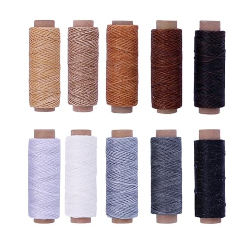 Pitadue 150D Nähgarn, Ledernähgarn, gewachst, Schnur für Leder, Leder, Nähgarn, 10 Farben, gewachste Garn-Sets von Pitadue