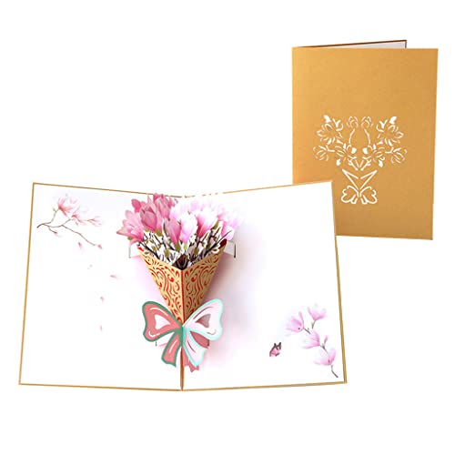 Pitadue 3D Grußkarte für Nelke Rose Blume Valentinstagskarten inkl von Pitadue