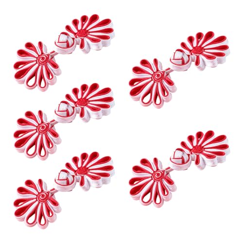 Pitadue 5 Paar chinesische Knoten, Froschknöpfe, Cheongsam-Knöpfe, chinesische Verschlussknöpfe, Nähknöpfe, Verschlüsse von Pitadue