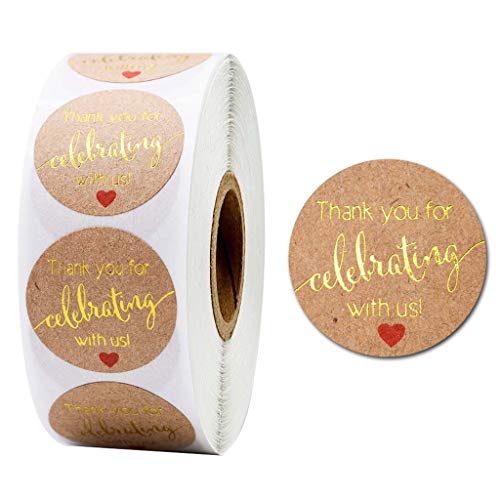 Pitadue 500 Stück 2,5 cm Kraftpapier Thank You For Celebrating With US Aufkleber Hochzeit Siegeletiketten Pitadue 500 Stück 2,5 cm Kraftpapier Thank You For Celebrating With US Aufkleber Hochzeit Siegeletiketten von Pitadue