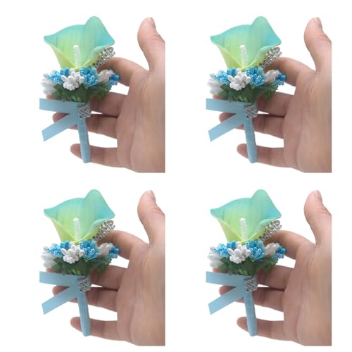 Pitadue Braut- und Brautjungfern-Boutonniere-Ansteckblumen, 4 Stück, für Hochzeitskleid, Bälle, Anzug, Dekorationen für Hochzeitszeremonie von Pitadue