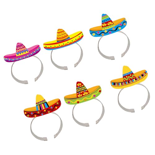 Pitadue Bunte Sombrero-Stirnbänder, Party-Requisiten, Haardekoration, Papier-Kopfschmuck für Mottopartys, 6 Stück von Pitadue