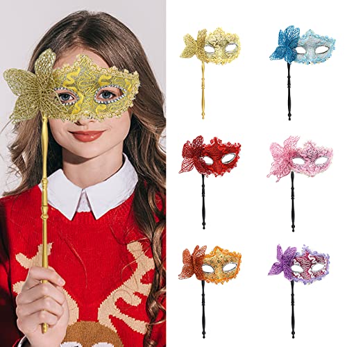 Pitadue Halloween-Party mit Haltestab, hübsche Maskerade, halbes Gesicht, Schmetterling, Abend, Abschlussball von Pitadue