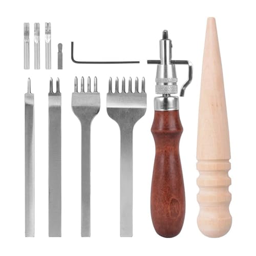 Pitadue Lederhandwerkzeug-Set, Lederarbeitswerkzeuge, Lederlochstanzer, Lederkanten, Polierer, Lederfugen von Pitadue