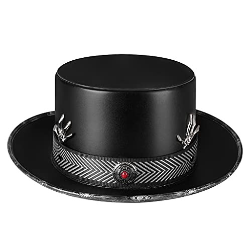 Pitadue Maskenball Hut Herren Damen Cosplay Retro Steampunk Leder Halloween Hut von Pitadue
