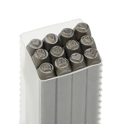 Pitadue Metallstempel mit Herz-/Tiermotiven, 3 mm, Metallstempelwerkzeug zum Stempeln von Metall, Leder, Holz, Handwerk, 12 Stück von Pitadue