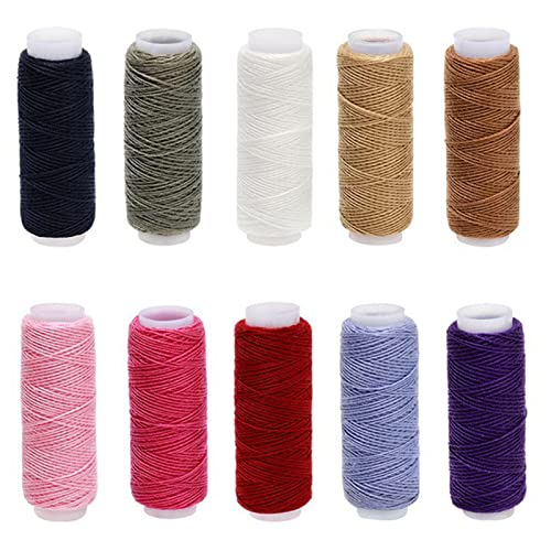 Pitadue Nähgarnspulen-Set aus Polyester, flache Schnur zum Nähen, 10/16/24 Farben von Pitadue