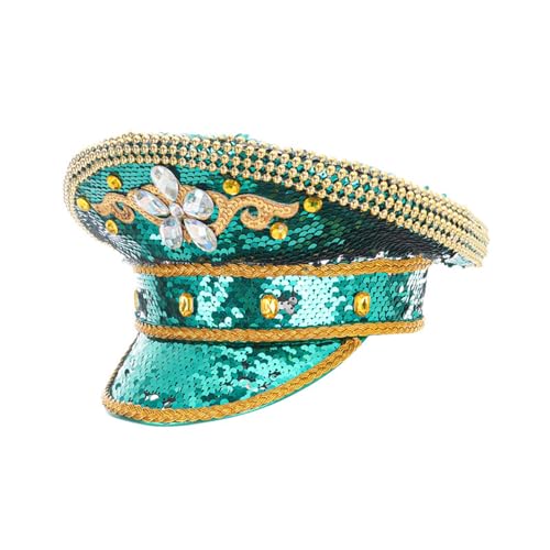 Pitadue Pailletten-Hut mit Strasssteinen, Brautdusche, Junggesellinnenabschied, Cosplay, Braut, Kapitän, Club, Kopfschmuck von Pitadue