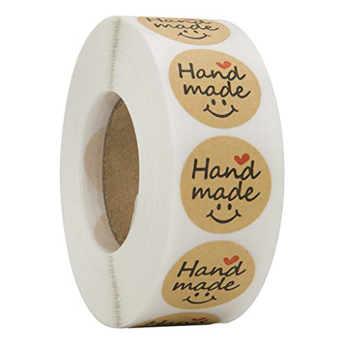 Pitadue Runde handgefertigte Kraftpapier-Aufkleber, 500 Stück/Rolle, handgefertigtes Siegeletiketten-Aufkleber für Thanksgiving-Karten, Zubehör, Zubehör von Pitadue