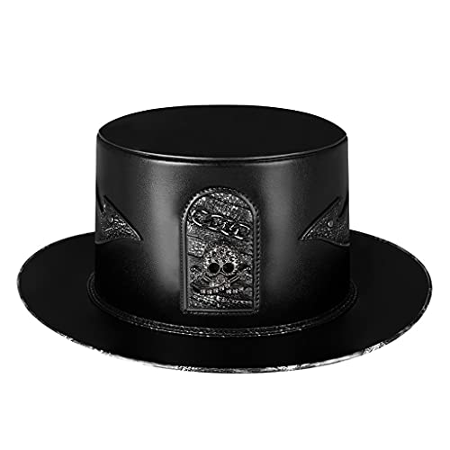 Pitadue Steampunk Kostüm Doktor Hut Leder Top Flacher Hut für Halloween Requisiten Cosplay Party Supplies von Pitadue