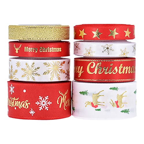 Ripsbänder aus Polyester, bedruckt, Weihnachtsdekoration, Partyzubehör, 8 Muster Ripsbänder aus Polyester, bedruckt, Weihnachtsdekoration, Partyzubehör, 8 Muster von Pitadue