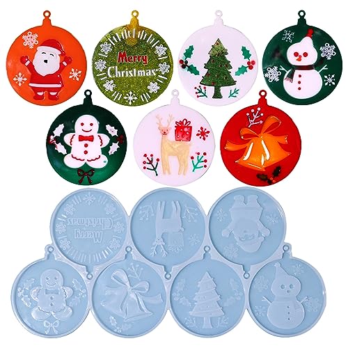 Weihnachtsbaumschmuck Anhänger Weihnachtsthema Silikonharzformen mit Loch Silikon für Anhänger Weihnachtsbaumschmuck Anhänger Weihnachtsthema Silikonharzformen mit Loch Silikon für Anhänger von Pitadue
