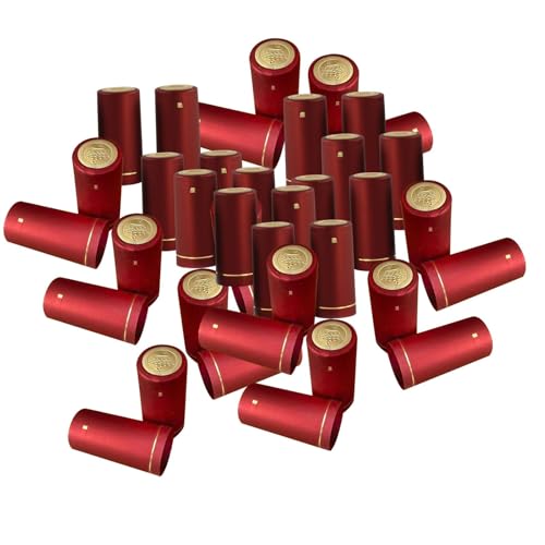 Pitycbo 100 Stück PVC Weinflaschen Oberdeckel, 1,18 Zoll Wein Schrumpffolie, Rot von Pitycbo