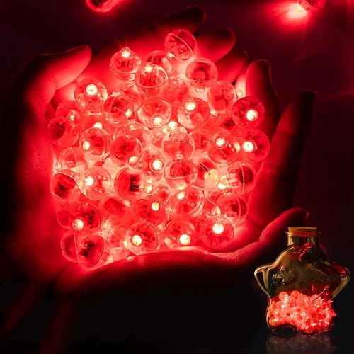 Piucrty Ballonlichter Mini Led Rot Lichter 120Pcs für Leuchtende Luftballons Geburtstag Leuchtkugel für Karneval Casino Deko Party Gadgets Hochzeitsdeko Geburtstagsdeko Lampe Heiratsantrag Silvester von Piucrty