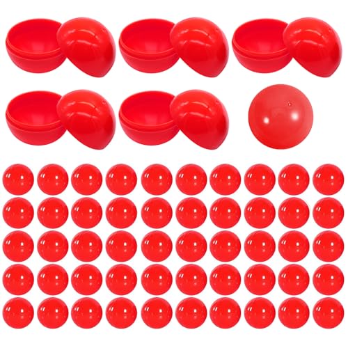 Piuluvor® 50 Stück Tombola Bälle, Lotterie Bälle 3cm Teilbare Plastikkugeln Bingo Ball Kugeln zum Befüllen für Partygeschenke Bingo Spiel Festliche (Rot) von Piuluvor