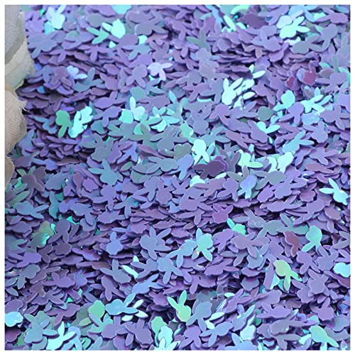 Konfetti 10g Kaninchenkopf Paillettes Lose Pailletten for Handwerk 6mm Glitter Confetti Nägel Kunst Dekoration Pailletten DIY. Nähzubehör Oblique unique konfetti (Size : Light purple) von PiurUf