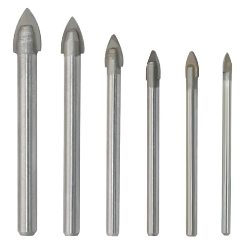 Piutouyar Rundschaft Dreieck Kopf Bohrer, 6 Pack 3/4/5/6/8/10mm Spitzendurchmesser Bohrer Set für Beton, Fliesen, Glas, Keramik, Ziegel, Holz Piutouyar Rundschaft Dreieck Kopf Bohrer, 6 Pack 3/4/5/6/8/10mm Spitzendurchmesser Bohrer Set für Beton, Fliesen, Glas, Keramik, Ziegel, Holz von Piutouyar