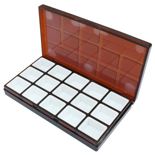Piutouyar Tragbare Farbpalettenbox, 15 Mulden, Aquarell-Klapppalette mit Deckel für Aquarell (braun) von Piutouyar