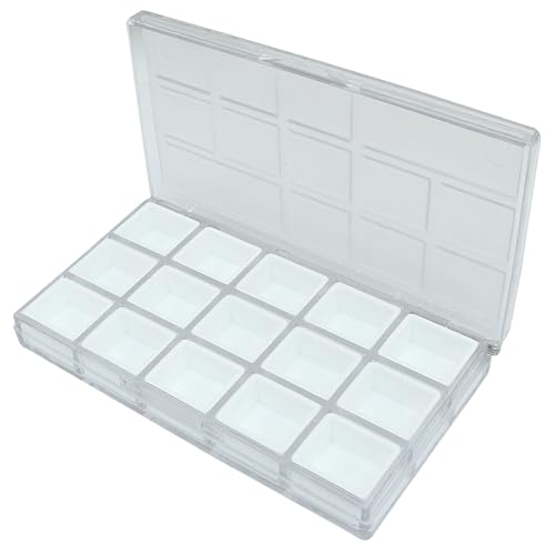 Piutouyar Tragbare Farbpalettenbox, 15 Mulden, Aquarell-Klapppalette mit Deckel für Aquarell (transparent) von Piutouyar