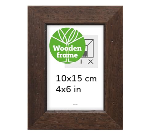Pix FRAMES Bilderrahmen 10x15 cm - DRZK Kollektion - Holzrahmen für Foto - Exotisches Holz Rahmen mit Scheiben aus acrylglas - Klassisch Photo Frame - Dunkelbraun von Pix FRAMES