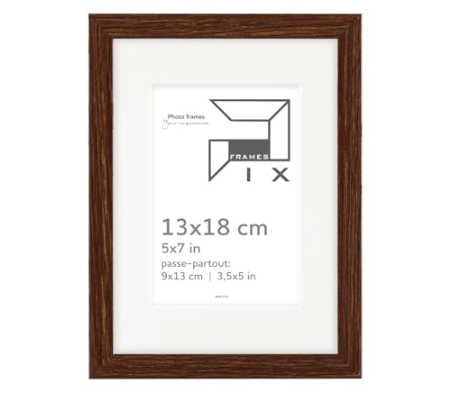 Pix FRAMES Bilderrahmen 13x18/9x13 cm - Holzrahmen mit Passepartout - Picture Frame - Holzbilderrahmen - Holz Bilderrahmen - Fotorahmen Dunkelbraun von Pix FRAMES