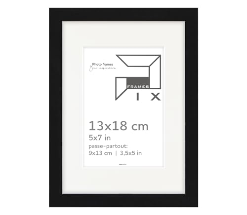 Pix FRAMES Bilderrahmen 13x18/9x13 cm - Idea Pass Kollektion - Holzrahmen mit Passe Partout - Picture Frame - Holzbilderrahmen - Holz Bilderrahmen - Fotorahmen - Schwarz Pix FRAMES Bilderrahmen 13x18/9x13 cm - Idea Pass Kollektion - Holzrahmen mit Passe Partout - Picture Frame - Holzbilderrahmen - Holz Bilderrahmen - Fotorahmen - Schwarz von Pix FRAMES