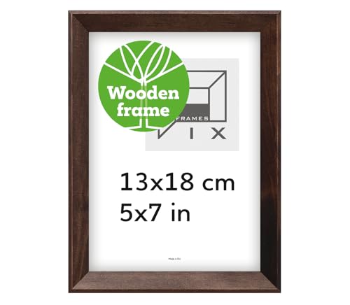 Pix FRAMES Bilderrahmen 13x18 cm - Kollektion Magic Nature - Fotorahmen aus Holz - Rahmen mit Scheiben aus Plexiglas - Rahmen zum Aufhängen und Aufstellen - Modern Photo Frame - Dunkel Braun von Pix FRAMES