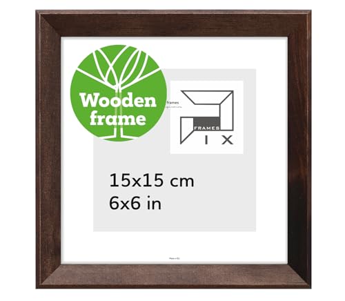 Pix FRAMES Bilderrahmen 15x15 cm - Kollektion Magic Nature - Fotorahmen aus Holz - Rahmen mit Scheiben aus acrylglas - quadratisch Rahmen - Modern Photo Frame - Dunkel Braun von Pix FRAMES