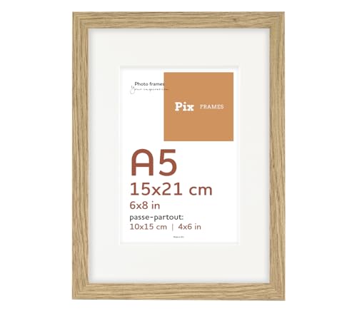 Pix FRAMES Bilderrahmen 15x21/10x15 cm A5 - Idea Pass Kollektion - Holzrahmen mit Passepartout - Picture Frame - Holzbilderrahmen - Holz Bilderrahmen - Fotorahmen - Eiche Pix FRAMES Bilderrahmen 15x21/10x15 cm A5 - Idea Pass Kollektion - Holzrahmen mit Passepartout - Picture Frame - Holzbilderrahmen - Holz Bilderrahmen - Fotorahmen - Eiche von Pix FRAMES