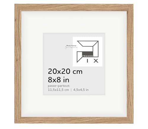 Pix FRAMES Bilderrahmen 20x20 (11,5x11,5) - quadratisch Holzrahmen mit Passepartout - Picture Frame - Holzbilderrahmen - Holz Bilderrahmen - Fotorahmen Eiche von Pix FRAMES