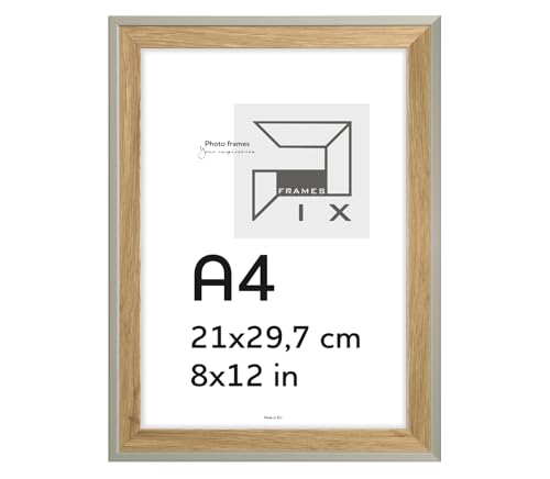 Pix FRAMES Bilderrahmen - 21x29,7 cm (A4) Set 2x - Fotorahmen aus Holz mit Dekorative Folienbeschichtung - Elegantes Rahmen für Fotos - Klassische Rahmen zum Aufhängen und Aufstellen - Kaffee & Eiche von Pix FRAMES