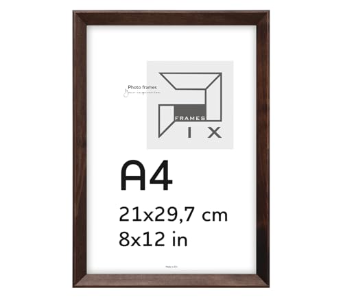 Pix FRAMES Bilderrahmen A4 - Kollektion Magic Nature - Fotorahmen aus Holz - Rahmen mit Scheiben aus acrylglas - Rahmen zum Aufhängen und Aufstellen - Modern Photo Frame - 21x29,7 cm - Dunkel Braun von Pix FRAMES
