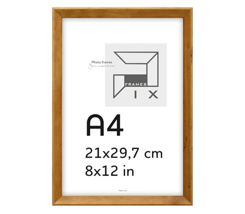 Pix FRAMES Bilderrahmen A4 - Kollektion Magic Nature - Fotorahmen aus Holz - Rahmen mit Scheiben aus acrylglas - Rahmen zum Aufhängen und Aufstellen - Modern Photo Frame - 21x29,7 cm - Honig von Pix FRAMES