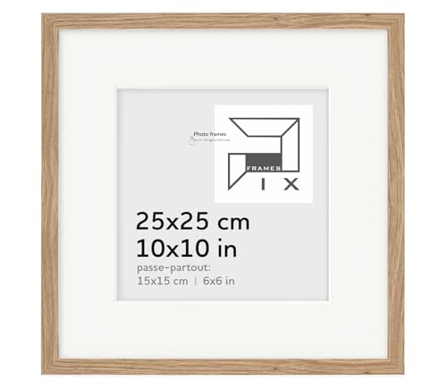 Pix FRAMES Bilderrahmen 25x25 (15x15) - quadratisch Holzrahmen mit Passepartout - Picture Frame - Holzbilderrahmen - Holz Bilderrahmen - Fotorahmen Eiche von Pix FRAMES