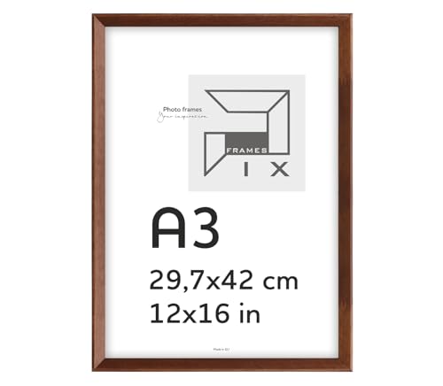 Pix FRAMES Bilderrahmen A3 - Kollektion Magic Nature - Fotorahmen aus Holz - Rahmen mit Scheiben aus acrylglas - Rahmen zum Aufhängen und Aufstellen - Modern Photo Frame - 29,7x42 cm - Braun von Pix FRAMES
