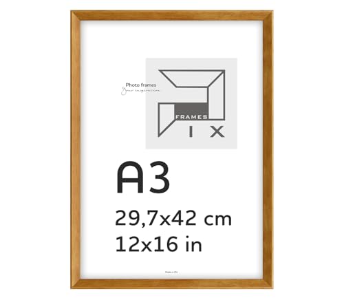 Pix FRAMES Bilderrahmen A3 - Kollektion Magic Nature - Fotorahmen aus Holz - Rahmen mit Scheiben aus acrylglas - Rahmen zum Aufhängen und Aufstellen - Modern Photo Frame - 29,7x42 cm - Honig von Pix FRAMES