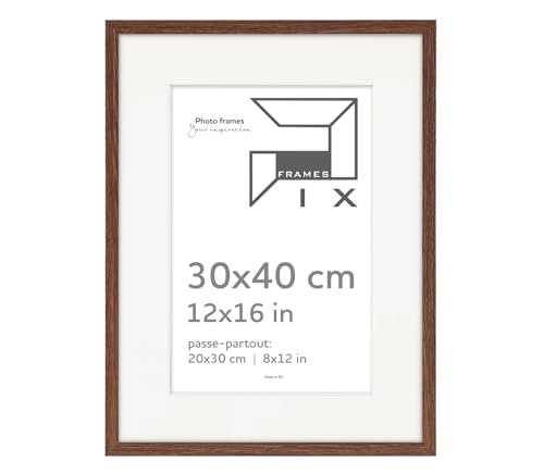 Pix FRAMES Bilderrahmen 30x40/20x30 cm - Holzrahmen mit Passepartout - Picture Frame - Holzbilderrahmen - Holz Bilderrahmen - Fotorahmen Dunkelbraun von Pix FRAMES