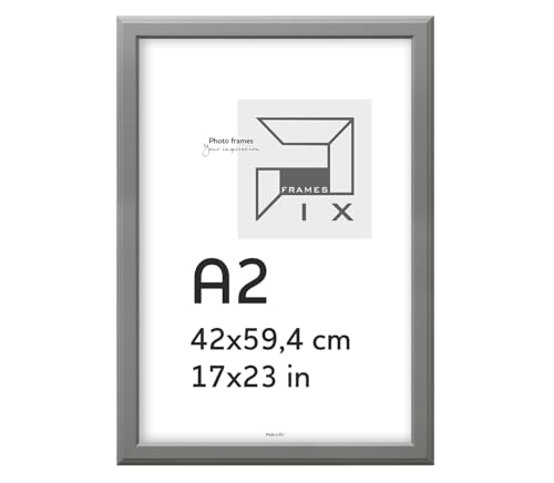 Pix FRAMES Bilderrahmen 42x59,4 cm (A2) - Fotorahmen aus Holz mit dekorative Furniere - Elegantes Rahmen für Fotos Zweifarbig- Klassische Rahmen zum Aufhängen und Aufstellen - Hellgrau von Pix FRAMES