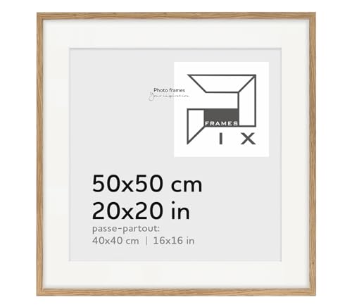 Pix FRAMES Bilderrahmen 50x50 (40x40) - quadratisch Holzrahmen mit Passepartout - Picture Frame - Holzbilderrahmen - Holz Bilderrahmen - Fotorahmen Eiche von Pix FRAMES